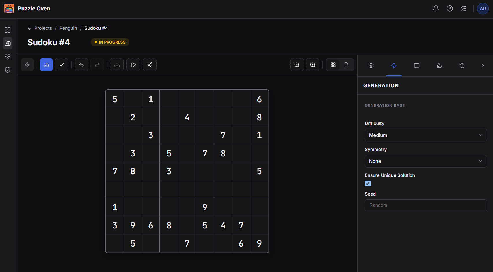 Puzzle Oven puzzle workflow view